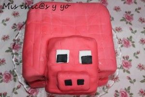 Cerdito Minecraft fondant