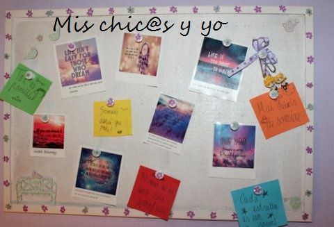 Corcho para notas customizado con flores y acrílicos