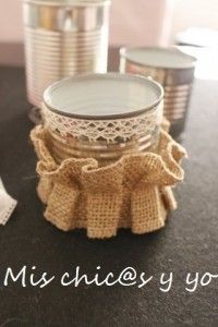 Decorar latas con arpillera