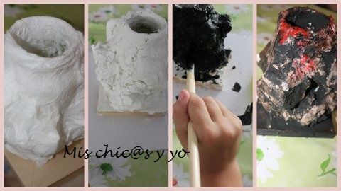 Volcán con papel maché paso a paso