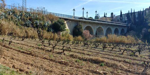 Puente que baja desde la estación de sant Sadurní d'Anoia
