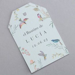 Etiqueta para regalos de bautizo, flores
