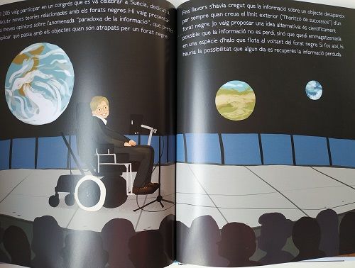Paginas interiores de biografía de Sthepen Hawkings para niños