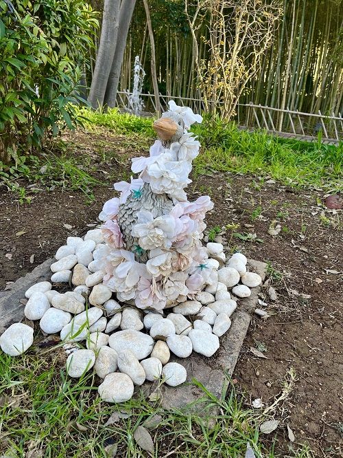Pato decorado en los jardines de Jnan Sbil 