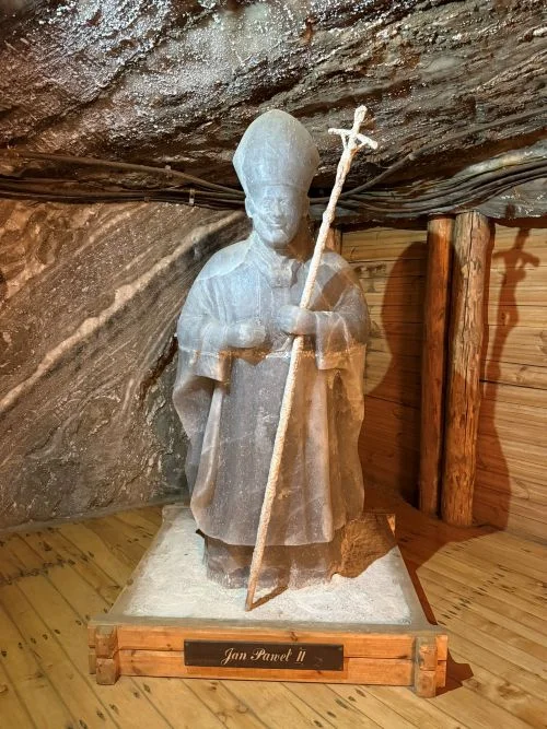 Juan Pablo II en las minas de sal de Bochnia. Cracovia. Polonia